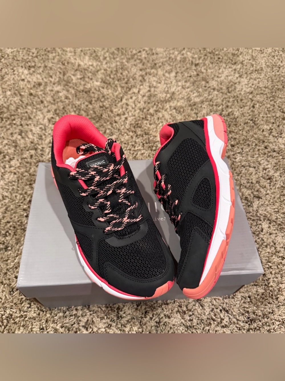 Vionic Black and Pink Women's Athletic Sneakers